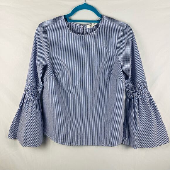 Beach Lunch Lounge‎ Cotton Striped Blouse Bell Sleeves Size XS - Picture 1 of 6